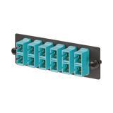 Placa Acopladora de Fibra Optica FAP, Con 6 Conectores SC Duplex (12 Fibras), Para Fibra Multimodo OM3/OM4, Color Aqua