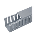 Canaleta Ranurada de PVC con Tapa, Tipo F, 32 mm de Ancho, 28.7 mm de Alto y 2 m de Largo, Color Gris