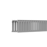 Canaleta Ranurada de PVC con Tapa, Tipo F, 108 mm de Ancho, 104.1 mm de Alto y 2 m de Largo, Color Gris