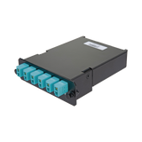Placa Acopladora de Fibra Óptica FAP, Con 12 Pigtails y 6 Conectores LC Duplex (12 Fibras), Para Fibra Multimodo OM3/OM4, Color Aqua