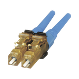 Conector de Fibra Óptica LC Duplex OptiCam, Monomodo 9/125 OS2, Pre-pulido, Color Azul