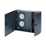 Caja de Conexión de Fibra Óptica, Para Montaje en Pared, Acepta 4 Placas Acopladoras FAP o FMP, Hasta 96 Fibras, Color Negro