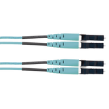 Jumper de Fibra Optica Multimodo 50/125 OM3, LC-LC Duplex, LSZH (Cero Halógenos), Color Aqua, 2 Metros