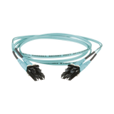 Jumper de Fibra Optica Multimodo 50/125 OM3, LC-LC Duplex, OFNR (Riser), Color Aqua, 1 Metro