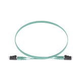 Jumper de Fibra Optica Multimodo 50/125 OM3, LC-LC Duplex, OFNR (Riser), Color Aqua, 5 Metros
