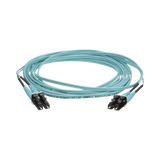 Jumper de Fibra Óptica Multimodo 50/125 OM4, LC-LC Duplex, OFNR (Riser), Color Aqua, 15 Metros