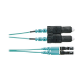 Jumper de Fibra Optica Multimodo 50/125 OM4, LC-SC Duplex, OFNR (Riser), Color Aqua, 1 Metro