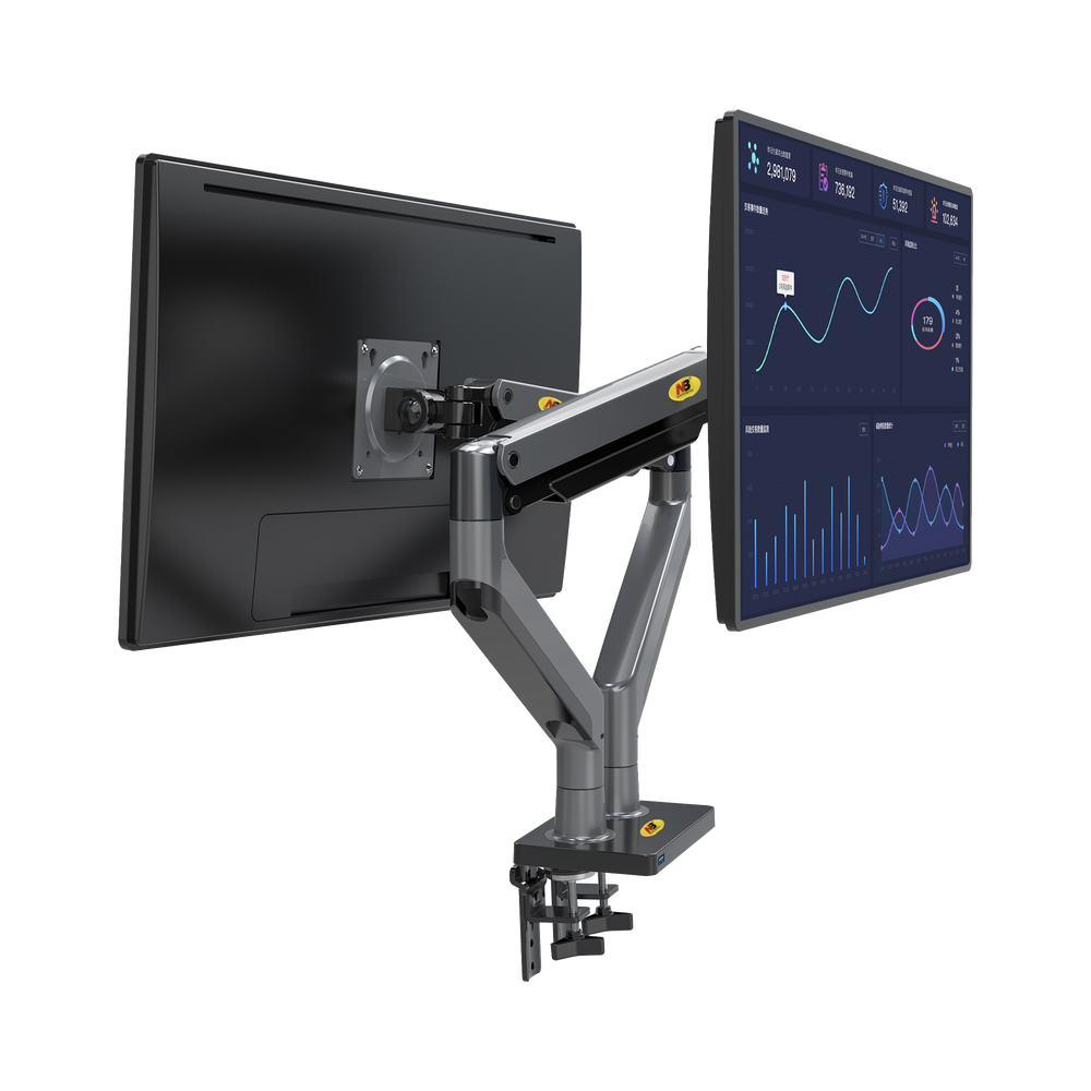 Montaje de Escritorio articulado para 2 monitores de 22"-32" /  Soporta hasta 15 kg x  brazo / Vesa 75 x 75 / 100 x 100 / Acero / Giro: 360°