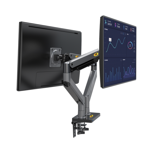 Montaje de Escritorio articulado para 2 monitores de 22"-32" /  Soporta hasta 15 kg x  brazo / Vesa 75 x 75 / 100 x 100 / Acero / Giro: 360°