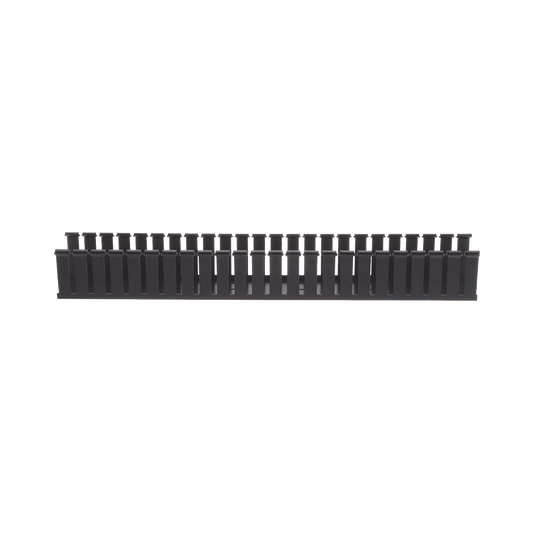 Canaleta Ranurada de PVC sin Tapa, Tipo G, 82.6 mm de Ancho, 79.2 mm de Alto y 1828.8 mm de Largo, Color Negro