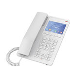 Teléfono IP WiFi Hotelero con pantalla LCD a color, 2 líneas SIP con 2 cuentas, codec Opus, IPV4/IPV6, color blanco, con gestión en la nube GDMS
