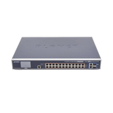 Switch Administrable L3, 24 puertos Gigabit PoE 802.3bt, 2 puertos 10G SFP+, Pantalla Tactil, Fuente Redundante, (600W)