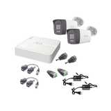 Kit HiLook Audio Bidireccional TurboHD 1080p / DVR 4 Canales / 2 Cámaras Bala (Exterior) con Bocina y Microfóno Integrado / 2 Fuentes de Poder / Accesorios