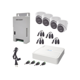 Kit HiLook Audio Bidireccional TurboHD 1080p / DVR 4 Canales / 4 Cámaras Eyeball (Exterior) con Bocina y Microfóno Integrado / 1 Fuente de Poder / Accesorios