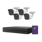 KIT TurboHD 1080p + SSD de 500 GB / DVR 4 canales / 4 Cámaras Bala de Metal / Fuente de Poder / Accesorios de Instalación