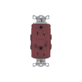 Contacto de Auto-verificación GFCI con Interruptor de Falla a Tierra de 15 A 125 V 2 Polos/ Color Rojo / Nema 5-15R / Grado Industrial Comercial.