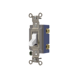 Interruptor de Palanca 15 A 120-277 V CA/ Unipolar / Grado Industrial/ Uso Extra Pesado / Cableado Lateral y Posterior / Color Blanco.