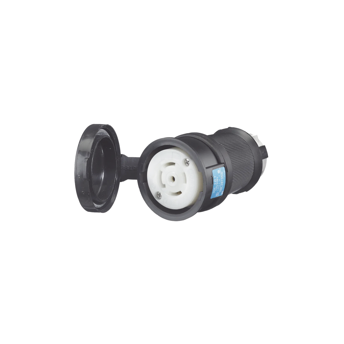 Conector Industrial con Bloqueo de Media Vuelta / 30 A 120/208 V CA / Nema L21-30R / 4 Polos 5 Hilos / Color Blanco y Negro / Grado Industrial