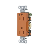 Contacto Dúplex Conexión a Tierra Aislada/ 15A 125V/ 2 polos 3 Hilos/ Nema 5-15R /Grado Comercial Decorativo/ Color Naranja.