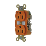 Contacto Dúplex Conexión a Tierra Aislada 15A 125V/ 2 Polos 3 Hilos/ Color Naranja/ Nema 5-15R/ Grado Industrial.