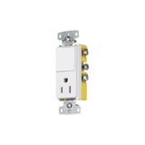 Combinación de Contacto y Apagador Decorador 15A 125V/ Color  Blanco.