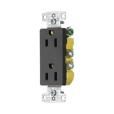 Contacto Duplex Decorador 15A 125V / 2 Polos 3 Hilos/ Nema5-15R / Color Negro.