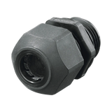 Conector de cable, estilo europeo para conductores de 0.18" a .31", para conduit 3/8", negro.