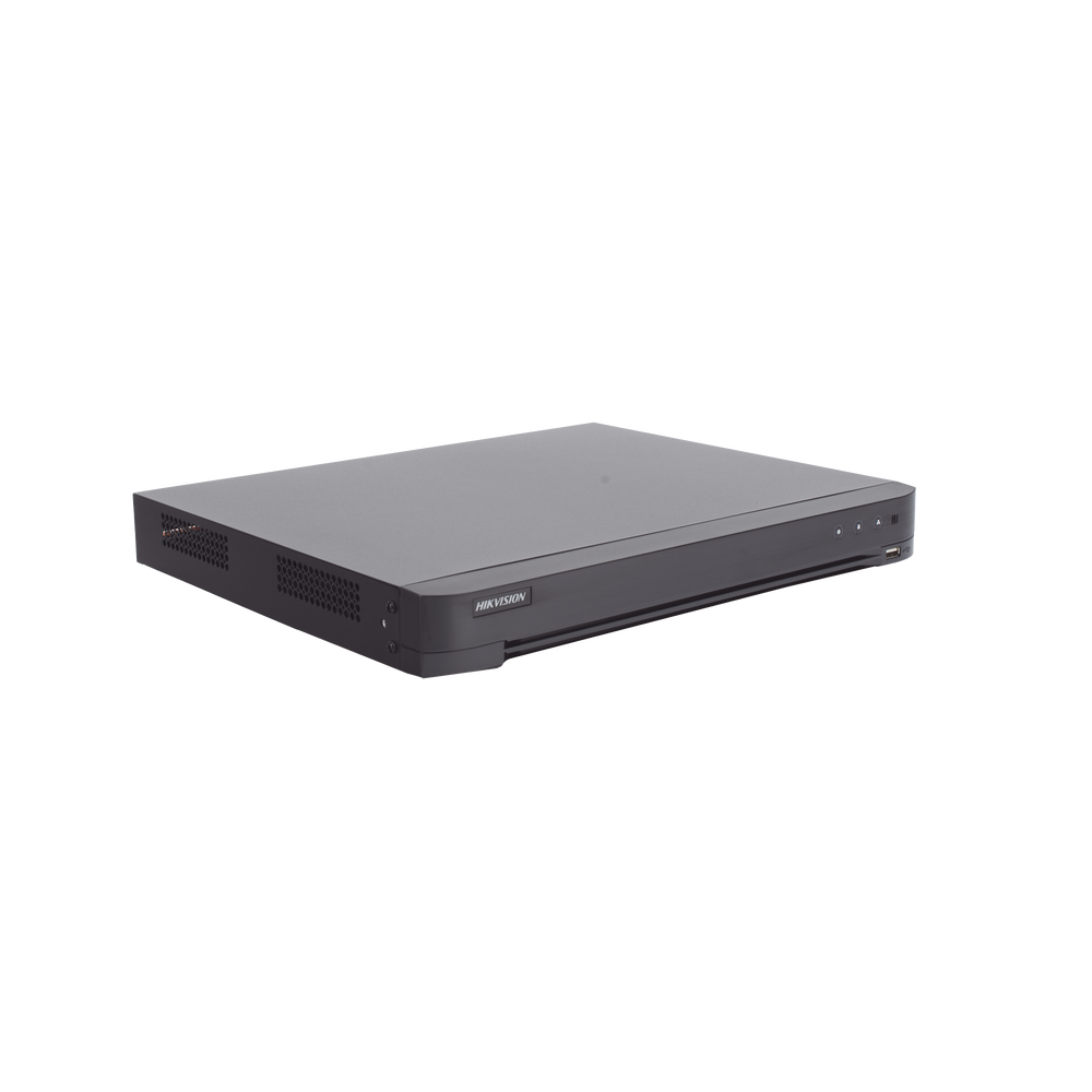 DVR 16 Canales TURBOHD + 16 Canales IP / 8 Megapixel (4K) / Audio por Coaxitron / ACUSENSE / Reconocimiento Facial / 2 Bahías de Disco Duro / Salida de Video en 4K / H.265+ / Alarmas I/O