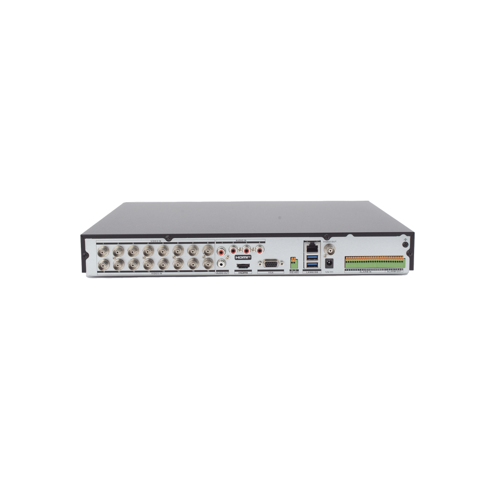DVR 16 Canales TURBOHD + 16 Canales IP / 8 Megapixel (4K) / Audio por Coaxitron / ACUSENSE / Reconocimiento Facial / 2 Bahías de Disco Duro / Salida de Video en 4K / H.265+ / Alarmas I/O