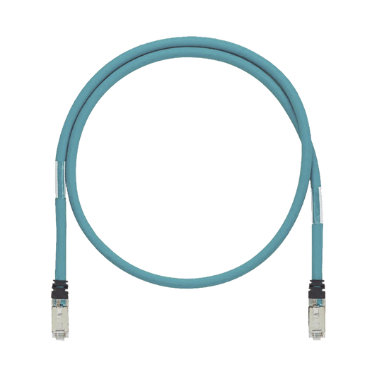 Patch Cord Cat6A de Grado Industrial 600V, Blindado SF/UTP, Calibre 26 AWG, Color Aqua, 60 cm.