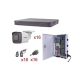 KIT TurboHD 1080p / DVR 16 Canales / 16 Cámaras Bala (exterior 2.8 mm) / Transceptores / Conectores / Fuente de Poder Profesional