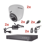 Kit Audio Bidireccional TurboHD 1080p / DVR 4 Canales / 2 Cámaras Eyeball (Exterior) con Bocina y Microfóno Integrado / 2 Fuentes de Poder / Accesorios