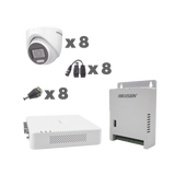 KIT TurboHD 1080p / DVR 8 Canales con audio por coaxitron / 8 Cámaras con Micrófono Integrado 101° Visión/  luz blanca + IR visión nocturna  / Transceptores / Conectores / Fuente de Poder Profesional