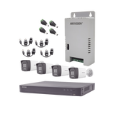 Kit Audio Bidireccional TurboHD 4K-3K / DVR 4 Canales 4K / 4 Cámaras Bala (Exterior) con Bocina y Microfóno Integrado 3K / 1 Fuentes de Poder / Accesorios