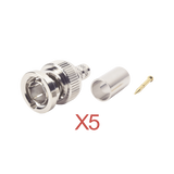 Kit de 5 Conectores BNC Macho RFB-1707-D de Anillo Plegable / RG-59, 75 Ohm.