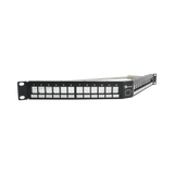 Patch Panel UTP Keystone de 24 puertos Modular (vacío), Angulado, 1UR, compatible con Jacks Keystone UTP Z-MAX® y MAX®