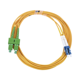 Jumper de Fibra Óptica Monomodo 9/125 LC/UPC-SC/APC, PVC, 2.0 mm, Dúplex, amarillo, 3 metros