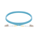 Jumper de Fibra Óptica Multimodo OM3 50/125 LC-LC OFNR (Riser), 2.0 mm, Dúplex, Aqua, 5 metros