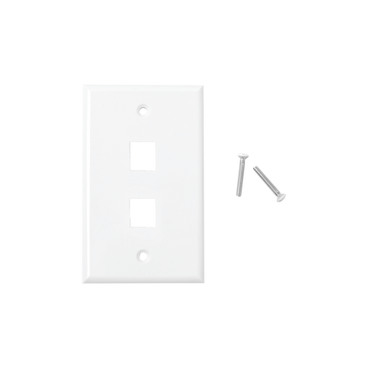 Placa de pared de 2 puertos, Keystone, Color Blanco