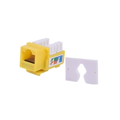 Módulo Jack Keystone Cat5e con terminación 110 (Punchdown) para faceplate - Color Amarillo