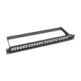 Patch panel modular sin blindaje de 24 puertos, 1U, con barra para organizar cable