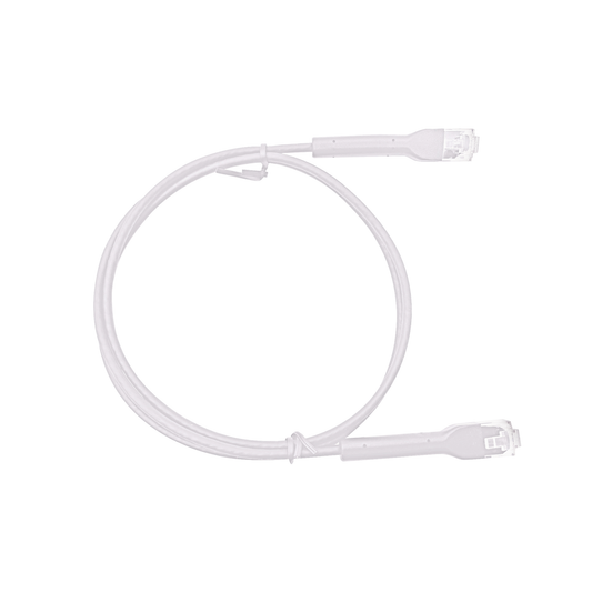 Mini Patch Cord Cat6 Ultra Slim 0.5 m Blanco – Ahorra Espacio sin Organizadores, con Bota Flexible