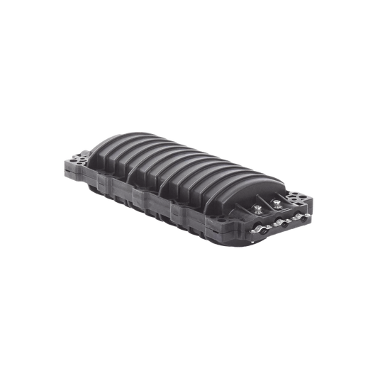 Caja de Distribuci�n de Fibra �ptica Horizontal, hasta 96 Empalmes, Exterior IP68, 3 Puertos de Entrada y Salida