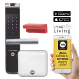 Kit Cerradura con manija YMF40A y HUB, Apertura por,  Código, Biometría y apertura por SMARTPHONE, Para puertas de 35 a 90 mm de espesor