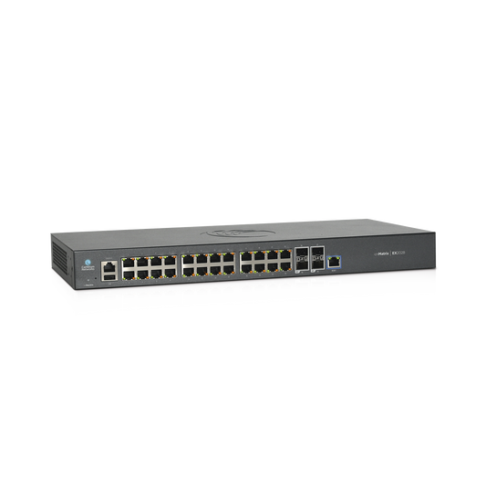 Switch cnMatrix EX2028-P capa 3 de 28 puertos (24 PoE Gigabit 802.3af/at, 4 SFP+) administración desde la Nube (MX-EX2028PxB-U)