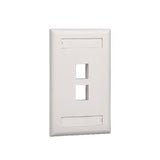 Placa de Pared Vertical, Salida Para 2 Puertos Keystone, Con Espacios Para Etiquetas, Color Blanco