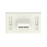 Placa de Pared Horizontal, Salida Para 2 Puertos Keystone, Con Espacios Para Etiquetas, Color Blanco Mate