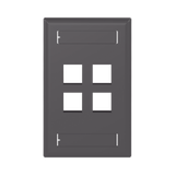 Placa de Pared Vertical, Salida Para 4 Puertos Keystone, Con Espacios Para Etiquetas, Color Negro