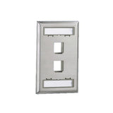Placa de Pared Vertical, Salida Para 2 Puertos Keystone, Con Espacios Para Etiquetas, de Acero Inoxidable