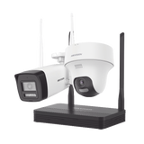 Kit IP Inalámbrico 4 Megapixel / NVS 4 Canales / 1 Cámara Bala Exterior + 1 Cámara Turret Interior con Lente 2.8 mm y Dual Light / Audio Bidireccional (Micrófono y Bocina) / Soporta Micro SD de 512 GB